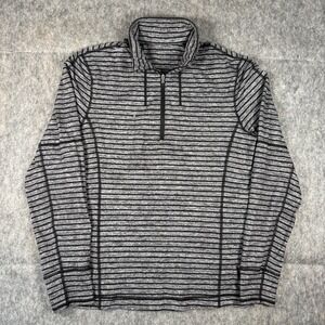 Lululemon 1/4 Zip Pullover Womens Large Gray Striped Athleisure Yoga Train Gym